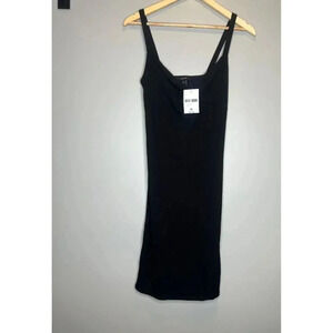 Forever 21 black mini dress ribbed bodycon sleeveless casual size Medium NWT